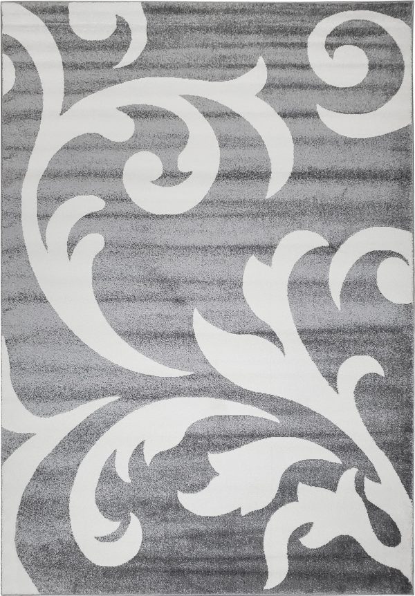 Off White Grey Floral Pattern Area Rug For Cheap