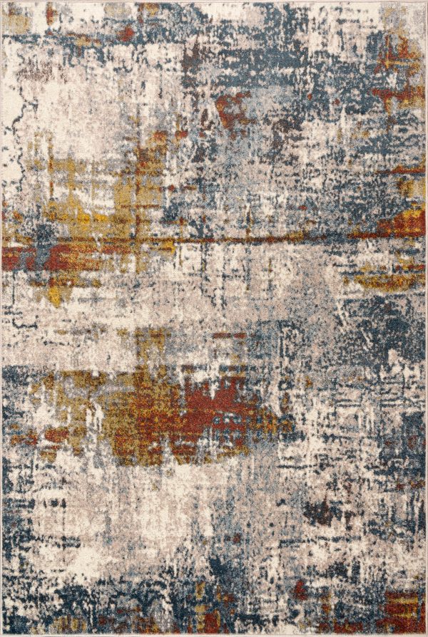 Beige Blue Mustard Brick Red Multicolor Abstract Rustic Area Rug For Living Room Bedroom Sale