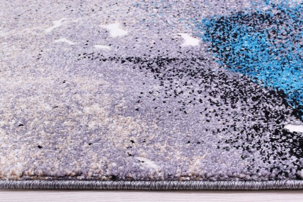 Everest Collection Ardene Abstract Pattern Turkish Soft Indoor Mat in Gray and Turquoise Online now