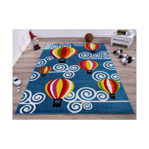 Hot Air Balloon and Sky Design European Durable Kids Area Rug Carpet in Blue, 5x7 (5 3  x 7 4 , 160cm x 225cm), 5 3  x 7 4  (160cm x 225cm), Blue Online Sale