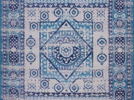 Zosia Traditional Style Diamond Design Polypropylene Turkish Mat Carpet in Blue Online