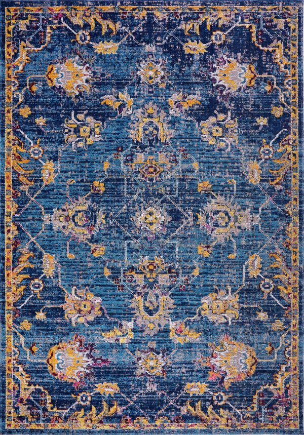 Tremont Dark Blue Traditional Indoor Outdoor Area Rug Cheap