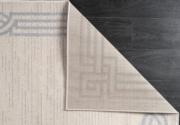 Modern Ivory Grey Bordered Area rug Hot on Sale