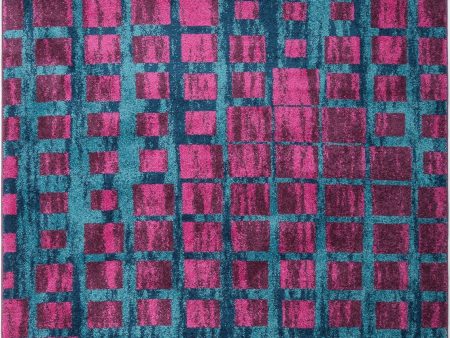 Grand Square Pink Turquoise Area Rug Hot on Sale