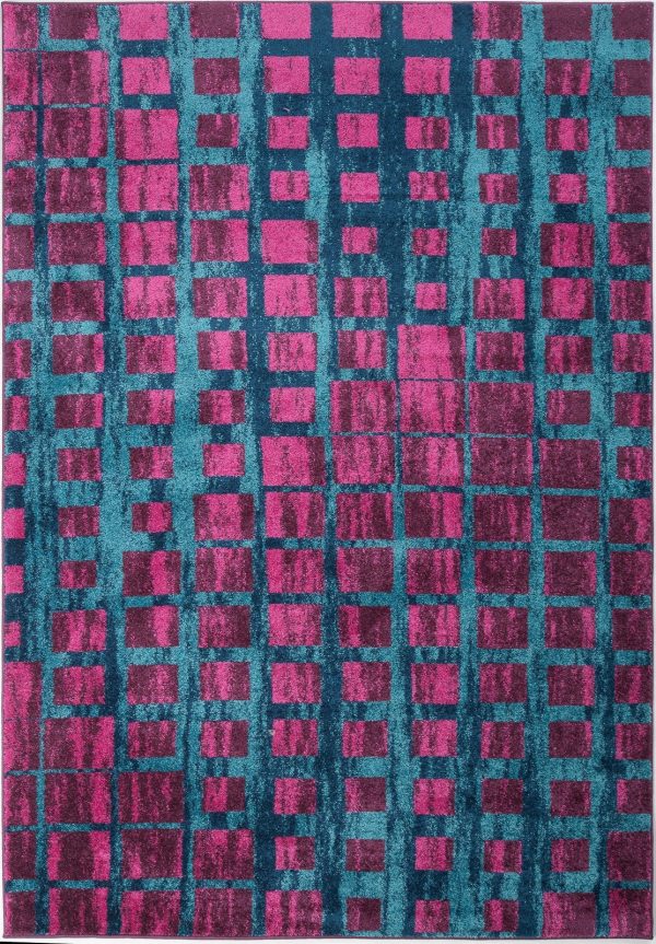 Grand Square Pink Turquoise Area Rug Hot on Sale