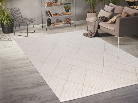 Ladole Rugs Geometric Pattern Home Decor Indoor Area Rug - Amazing Premium Carpet for Living Room, Bedroom, Dining Room, Kitchen, and Office - Cream Discount