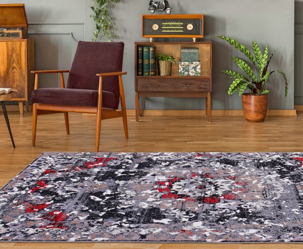 Grayton Traditional Gray Red Area Rug Sale