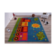 Train and Sky Theme Cartoon Style Polypropylene Kids Area Rug Carpet in Blue and Mutlicolor Online