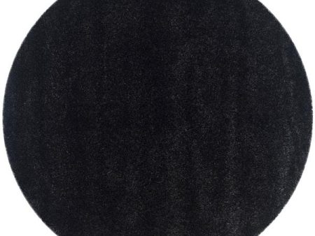 5 Feet Diameter Round Shaggy Modern Area Rug Carpet in Solid Black Online Hot Sale