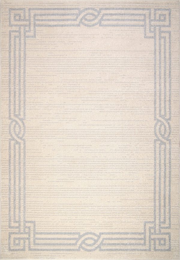 Modern Ivory Grey Bordered Area rug Hot on Sale