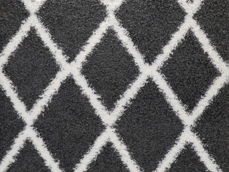 5 Feet Diameter Round Shaggy Modern Area Rug Carpet in Dark Grey-White 3 Online