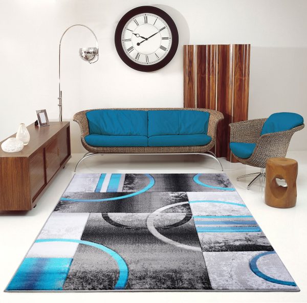 Adonis Grey Blue Geometric Area Rug Cheap