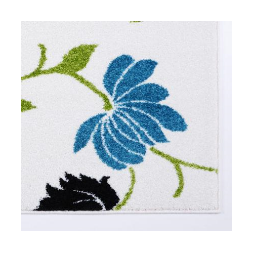 Cream and Green Made in Europe Colourful Flowers Area Rug Carpet on Sale