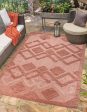 Geometric Modern Contemporary Outdoor Indoor Area Rug Carpet For Patio, Porch, Dining Area, Balcony, Living Room, Bedroom - Salmon Red, Blue, Cream Beige, Grey Supply