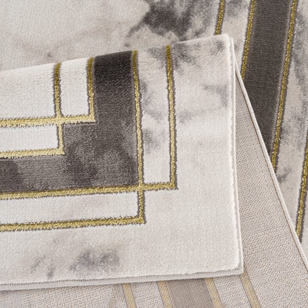 Light Dark Grey Beige Modern Abstract Striped Bordered Marble Pattern Area Rug Cheap