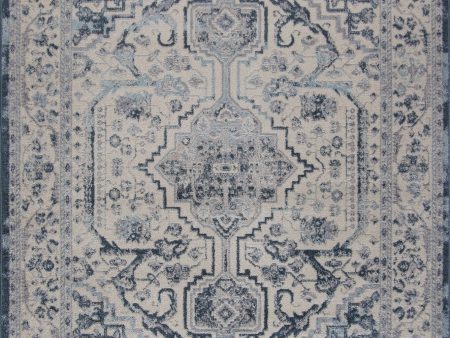 Goldline Cream Ivory Blue Bordered Persian Style Area Rug Cheap