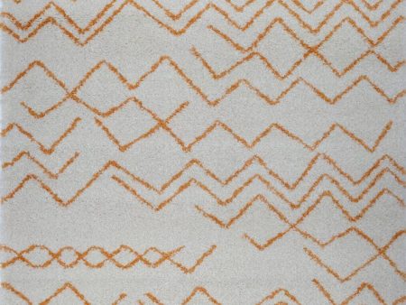 Shaggy Moroccan Ivory Orange Area Rug Online Sale