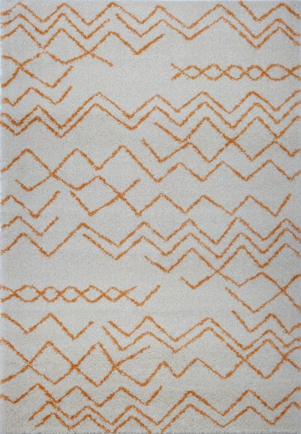 Shaggy Moroccan Ivory Orange Area Rug Online Sale