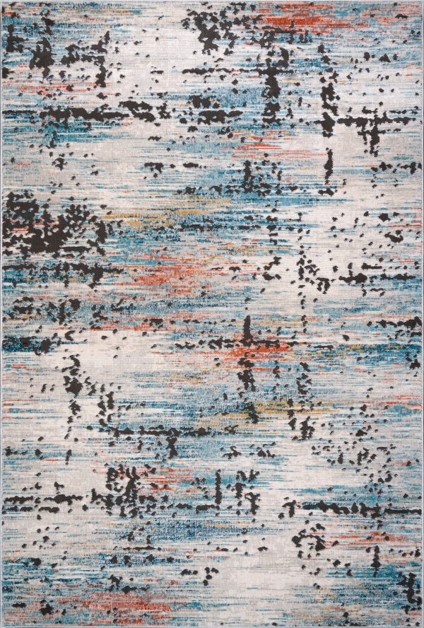 Blue Ivory Red Rustic Abstract Area Rug For Living Room Bedroom For Cheap