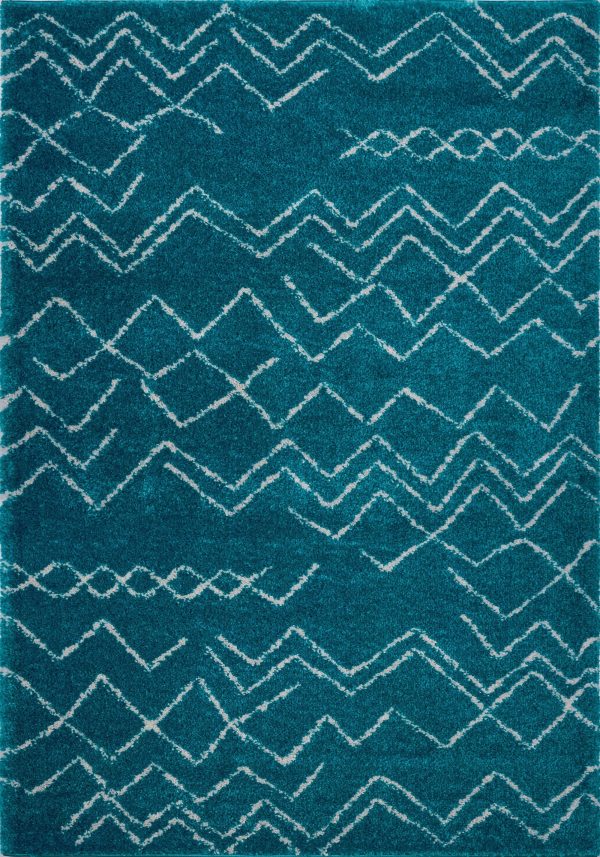 Shaggy Moroccan Turquoise Ivory Area Rug For Discount