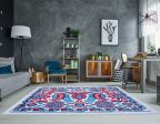 Blue Red Ornamental Turkish Area Rug Sale