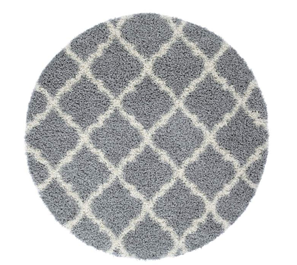 5 Feet Diameter Round Shaggy Modern Area Rug Carpet in Grey-Cream For Sale