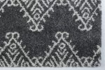 Oriental Motif Gray Ivory Shaggy Area Rug Online Sale