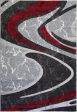 Innovative Boston Collection Spirals Abstract Pattern Mat in Red Grey Black, (2  x 3 3 , 60cm x 100cm) Cheap