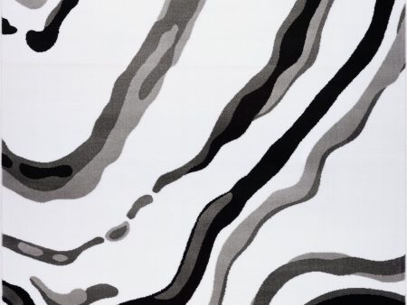 Calvin White Black Abstract Area Rug Cheap