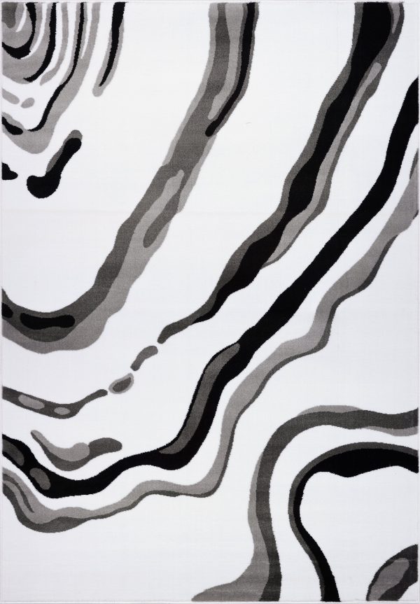 Calvin White Black Abstract Area Rug Cheap