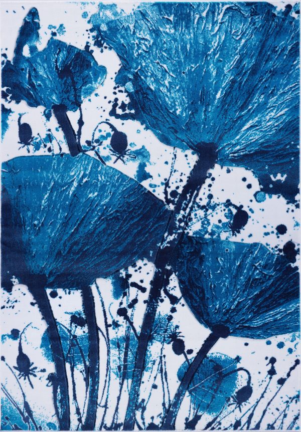 Turquoise Blue Poppy Flower Area Rug Fashion