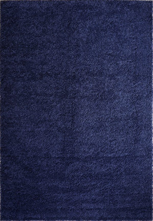 Solid Color Shaggy Meknes Durable Beautiful Turkish Rug in Navy Blue Sale