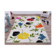 Cream and Green Made in Europe Colourful Flowers Area Rug Carpet on Sale