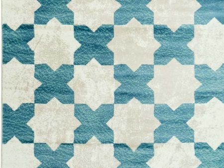 Clover Teal Cream Trellis Area Rug Online now