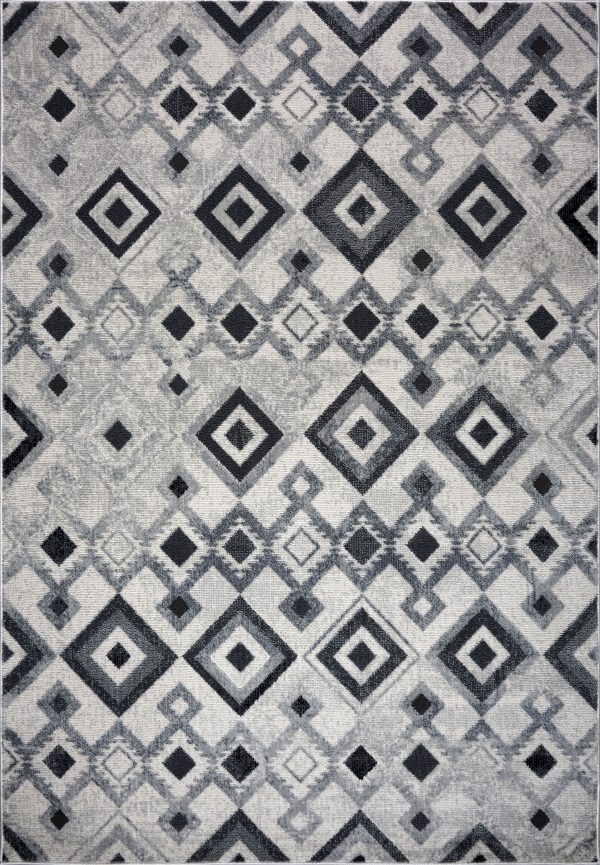 Lucas Dark Light Grey Modern Geometric Area Rug Diamond Pattern Online