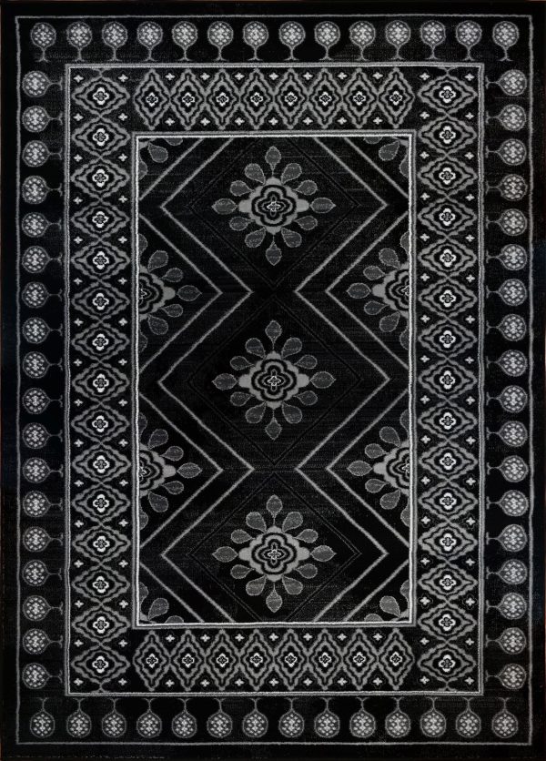 Burlington Black Gray Area Rug Fashion