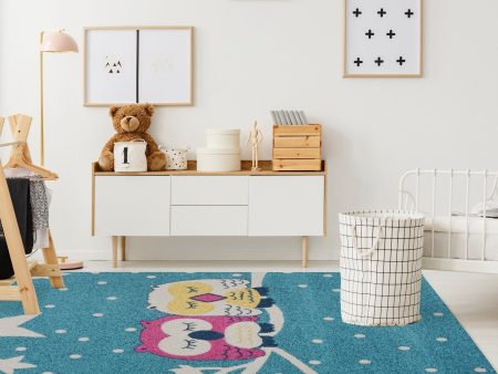 Owl Pink White Star Kids Area Rug For Discount