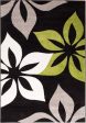 Green Flower Black Area Rug Online Sale