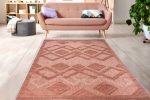 Geometric Modern Contemporary Outdoor Indoor Area Rug Carpet For Patio, Porch, Dining Area, Balcony, Living Room, Bedroom - Salmon Red, Blue, Cream Beige, Grey Supply