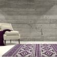 Damask Trellis Ivory Berry Purple Shaggy Area Rug on Sale