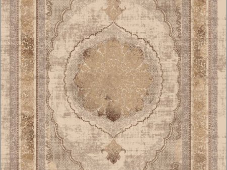 Traditional Cream and Brown Flat Pile Area Rug For Discount