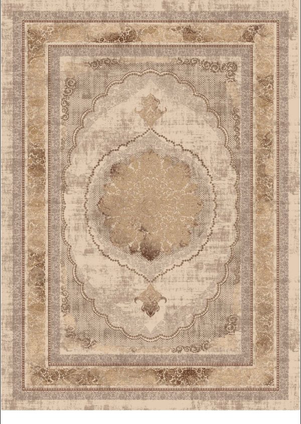 Traditional Cream and Brown Flat Pile Area Rug For Discount