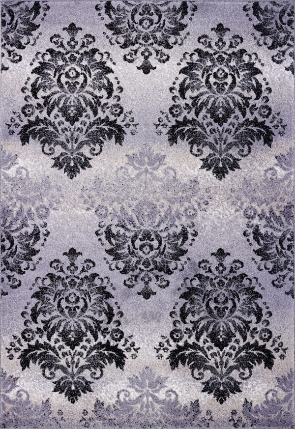 Everest Collection Milan Classic Damask Style Soft Beautiful RUG in Gray and Black Online