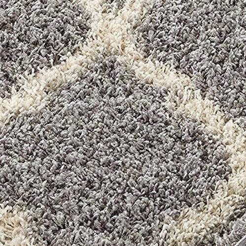 5 Feet Diameter Round Shaggy Modern Area Rug Carpet in Grey-Cream For Sale