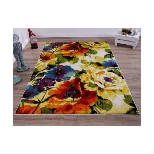 Contemporary Painting Flowers Style Made by Machine Area Rug Carpet in Multicolor Discount