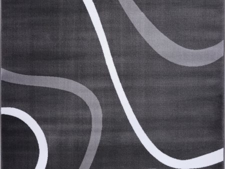 Turkish Dark Gray Contemporary Spirals Area Rug Online Hot Sale