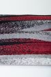 Durable Boston Collection Waves Pattern Abstract Mat Carpet in Ivory Red Grey, 2  x 3 3 (60cm x 100cm) Online Hot Sale