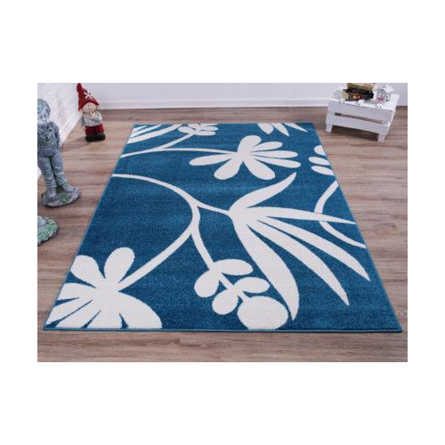 Botanical Style Simple and Creative Indoor Area Rug Carpet in Blue and Cream Cheap