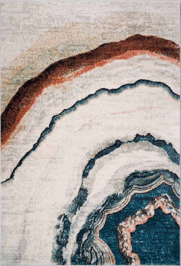 Blue Ivory Red Marble Pattern Lava Modern Abstract Area Rug For Living Room Bedroom Online Sale