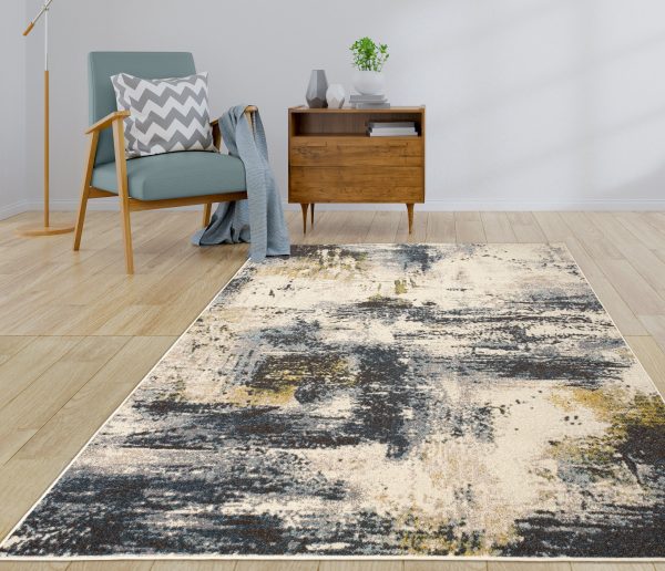 Beige Blue Mustard Brown Multicolor Abstract Rustic Area Rug For Living Room Bedroom Online Hot Sale